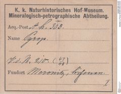 Etiketten zu Pyrop (NHMW-MIN-Ah303)